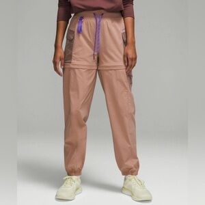 lululemon athletica Tan Track Pants with Purple Accents